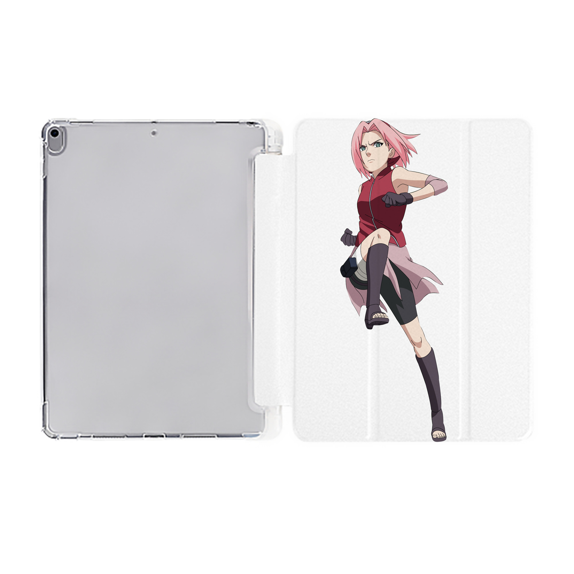 （画像用） NARUTO -ナルト- 春野サクラ Haruno Sakura IPad ケース ペン収納付き 三つ折りスタンド PUレザー×シリコン 対応機種9.5/10.5/10.9インチ